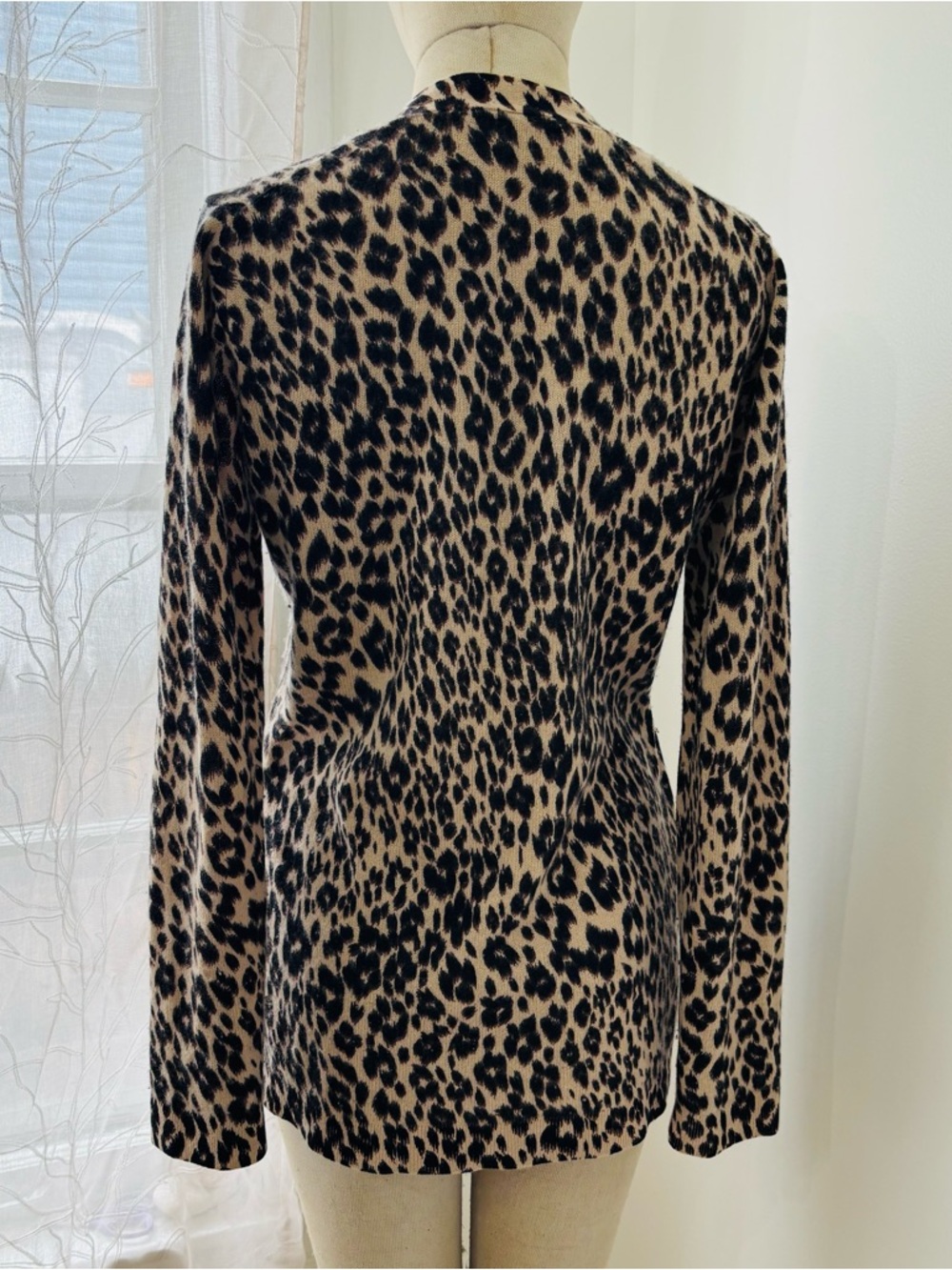 Leopard Print Open-Front Women's Cardigan Sweater - Brown/Black - Picture 5 of 6